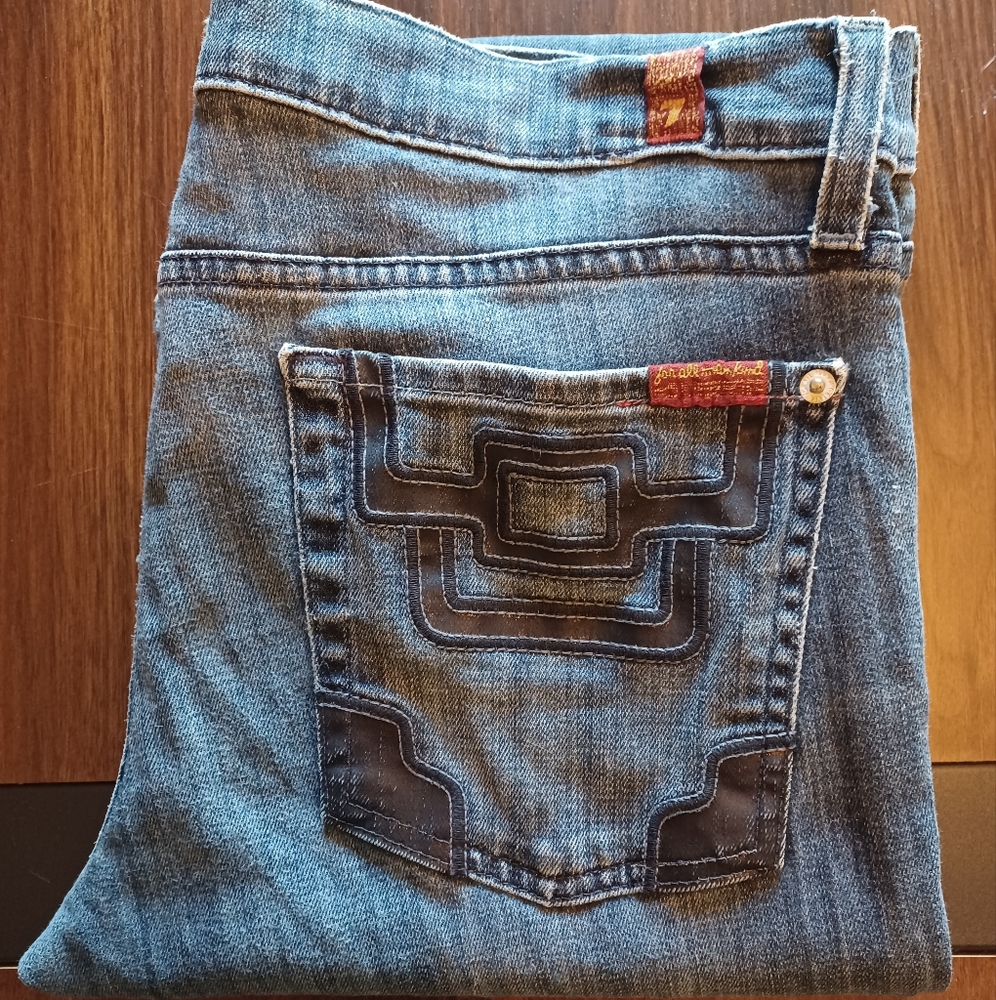 7 For All Mankind Blue Boot Cut Jeans with Vintage Appeal